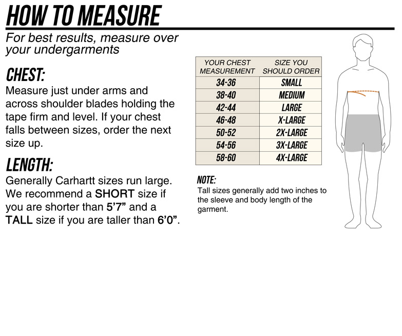 Carhartt T Shirt Size Chart